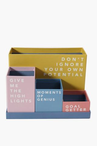 5 Piece Fun Quotes Office Storage Set