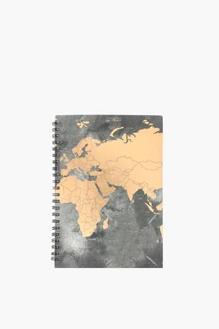 World Map Spiral Notebook A4