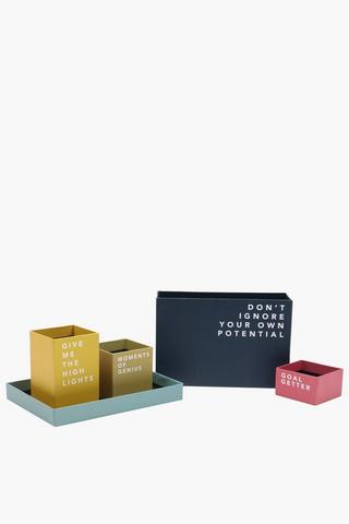 5 Piece Fun Quotes Office Storage Set