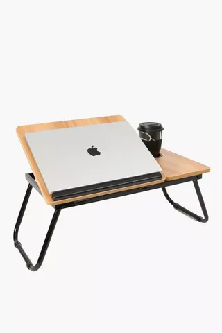 Wooden Laptop Stand With Cup Holder
