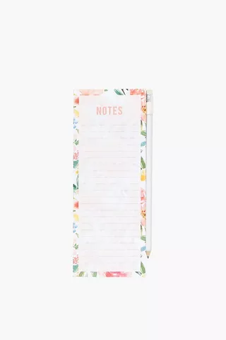 Cherry Floral Notepad With Pencil