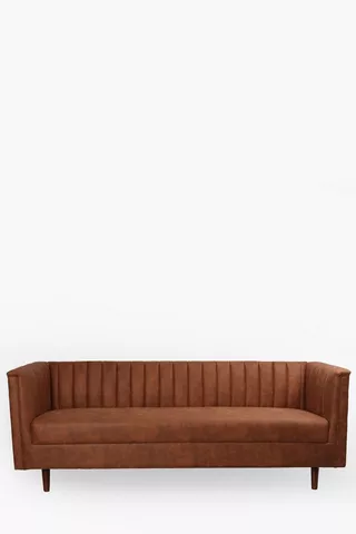 Cognac 3 Seater Pu Ribbed Sofa