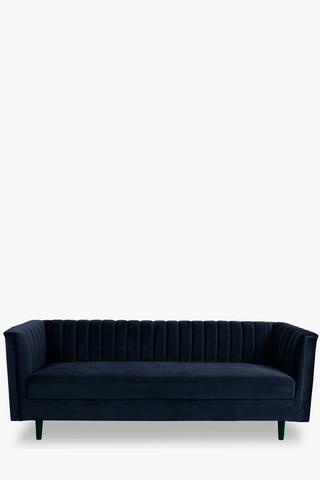 Cognac 3 Seater Ribbed Sofa