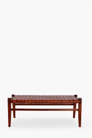Leather Flat Weave Bench