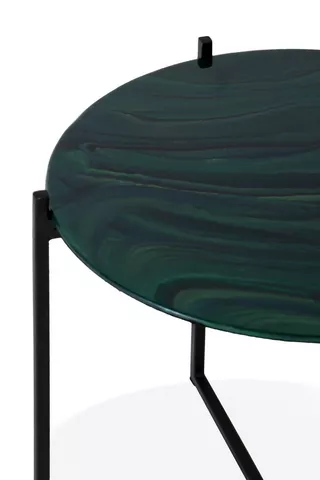 Malachite Glass Side Table