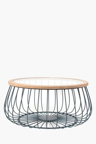 Wire Drum Glass Coffee Table