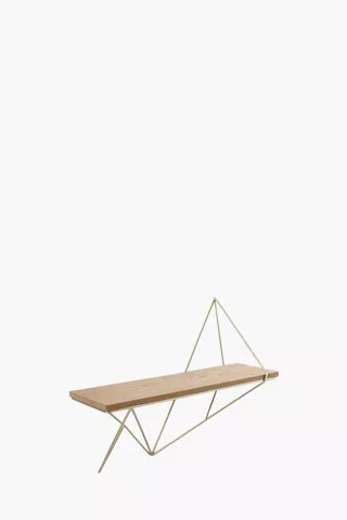 Geometric Metal And Wood Floating Shelf