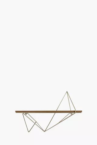 Geometric Metal And Wood Floating Shelf