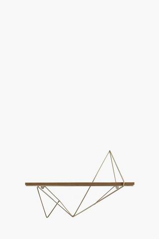 Geometric Metal And Wood Floating Shelf