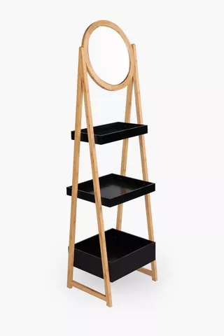 3 Tier Bamboo Shelf With Mirror