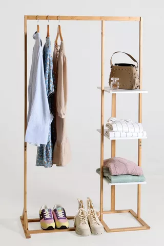 Bamboo Hanging Wardrobe And Shelves