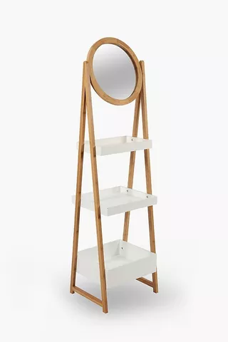Bamboo 3 Tier Shelf With Mirror