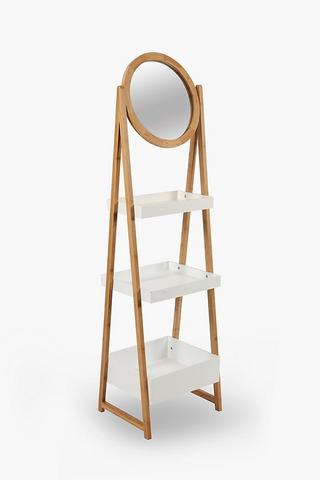 Bamboo 3 Tier Shelf With Mirror