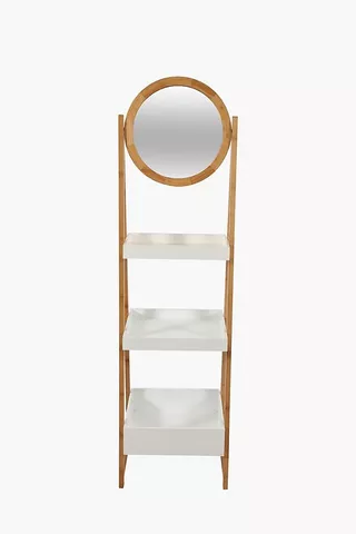 Bamboo 3 Tier Shelf With Mirror