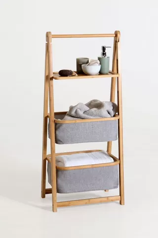 Bamboo And Fabric Shelf Basket