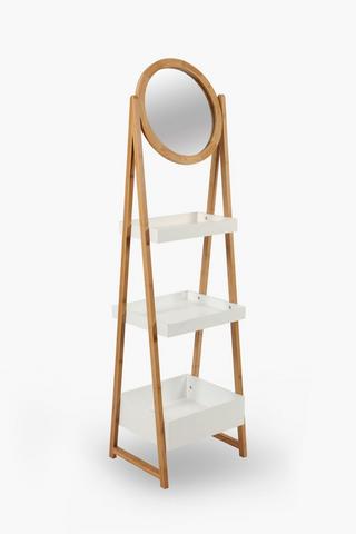 3 Tier Bamboo Shelf With Mirror