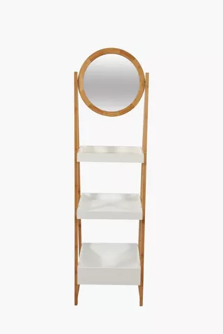 3 Tier Bamboo Shelf With Mirror
