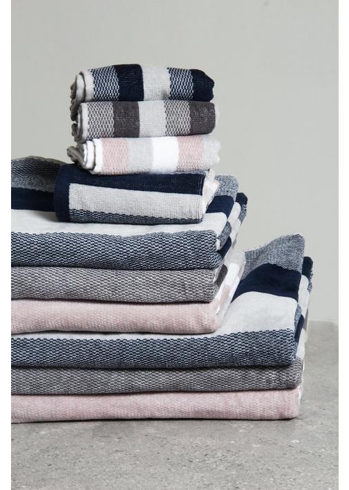 MELANGE STRIPE VELOUR BATH TOWEL 1 Charcoal SHEET STREET