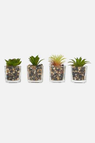ASSORTED MINI GLASS FAUX SUCCULENT - 1 - Grass Green