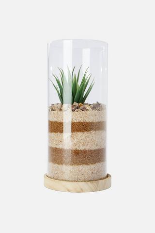 SAND STRIPE POTTED FAUX SUCCULANT