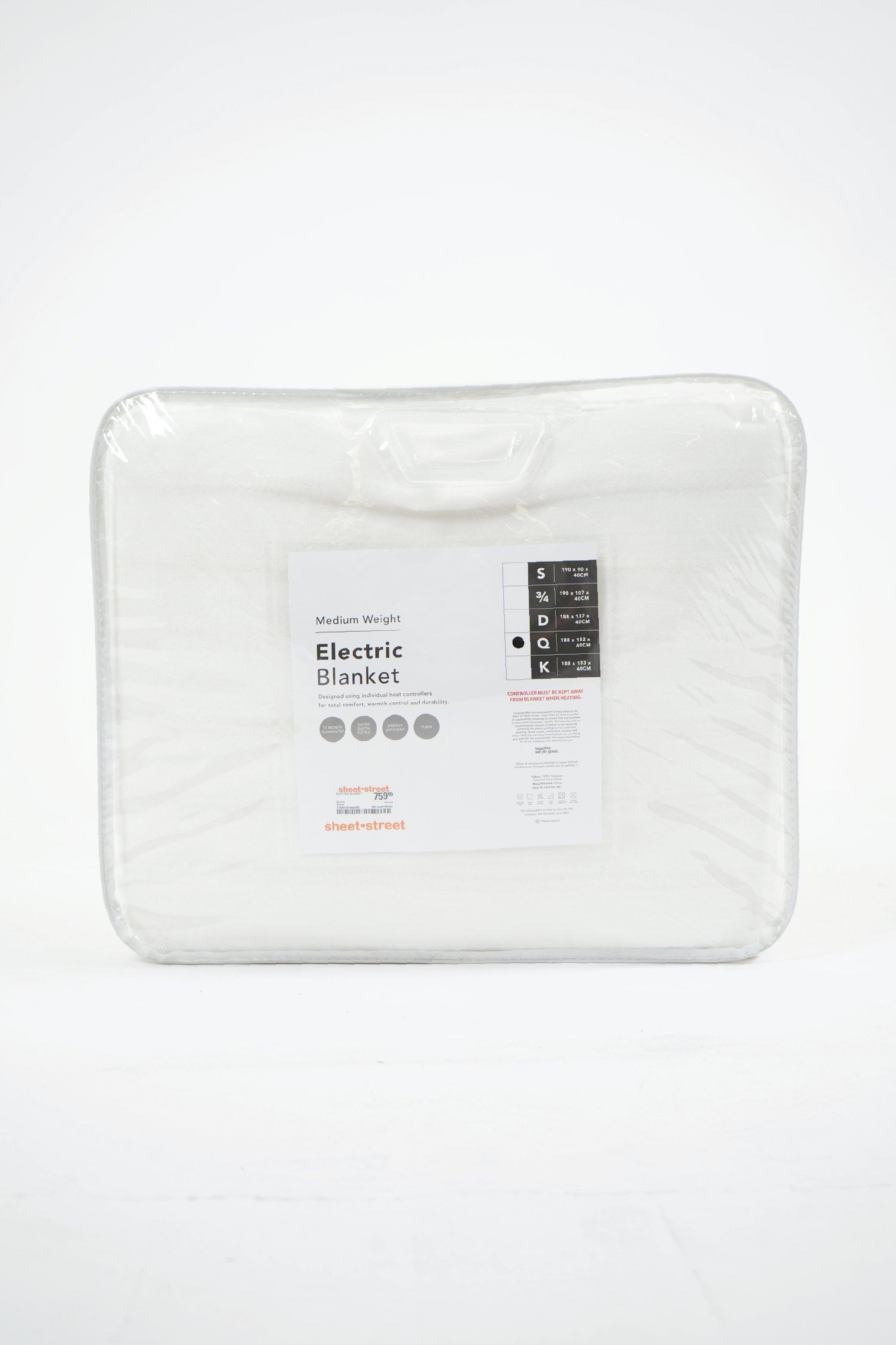 MEDIUM WEIGHT ELECTRIC BLANKET - K - White | SHEET STREET