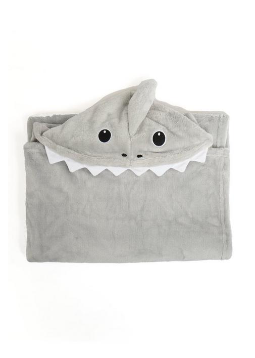 KIDS SHARK HOODIE BLANKET 200X220CM - 1 - Light Grey