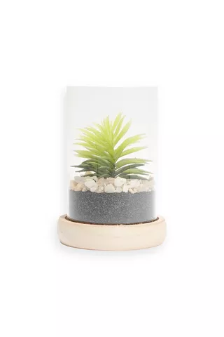 POTTED SAND STONES WITH FAUX PLANT