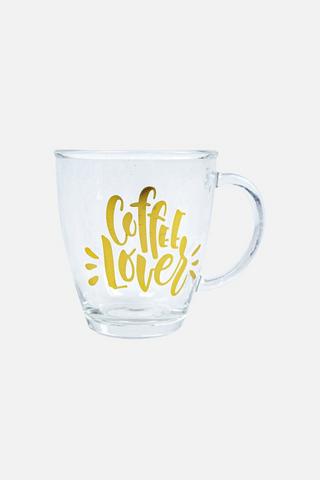 SCRIPTED GLASS COFFEE MUG