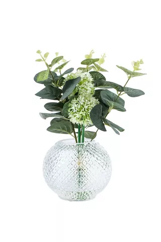 TEXTURED GLASS POTTED FAUX PLANT
