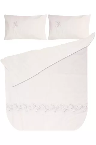 FLORAL EMBROIDERED POLYCOTTON DUVET COVER