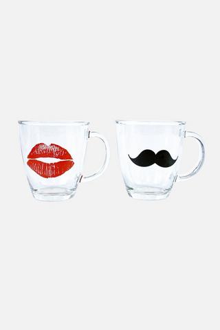 2 PACK FESTIVE GLASS MUGS