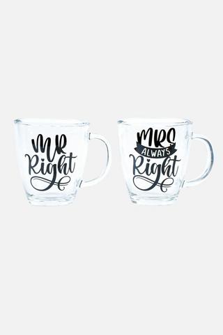 2 PACK SCRIPT GLASS MUGS