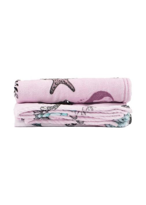 KIDS MERMAID CORAL FLEECE BLANKET 125X150CM 1 Blush Pink SHEET STREET