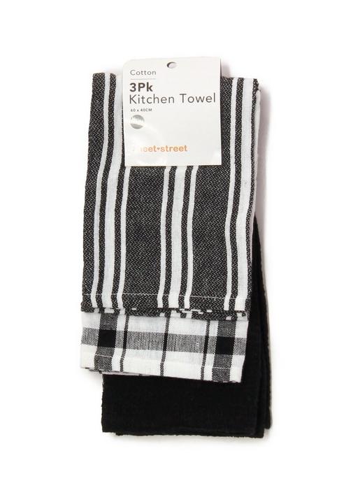 3 PACK KITCHEN TOWEL SET 1 Black SHEET STREET