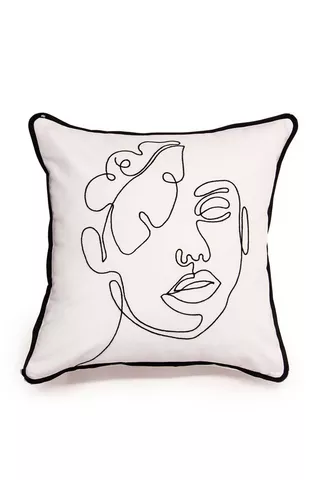 MONA FACE EMBROIDERED SCATTER 50X50CM