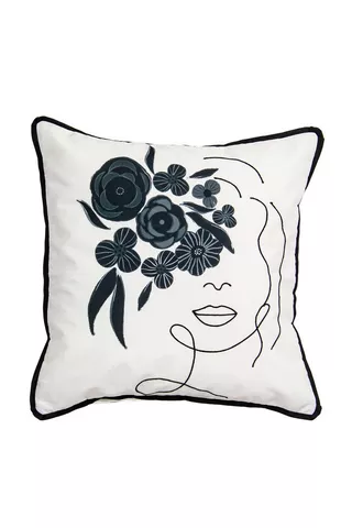 EMBROIDERED FLORAL FACE SCATTER 50X50CM