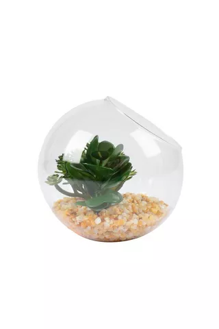 POTTED GLASS IGLOO FAUX PLANT
