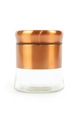 METALLIC AND GLASS SMALL  STORAGE CANISTER