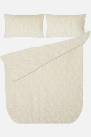 EMBOSSED KRINKLE STRIPE POLYESTER DUVET COVER