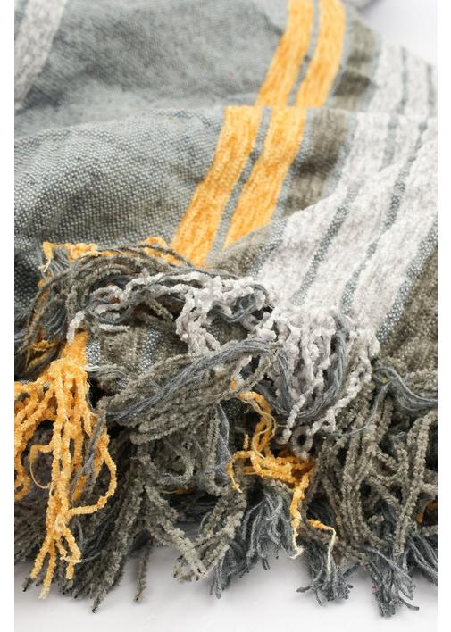 CHENILLE STRIPE THROW 140X180CM 1 Grey Melange SHEET STREET