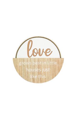 LOVE BEADED WOOD HANGING SIGN