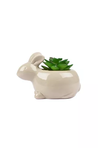 BUNNY POTTED FAUX PLANT