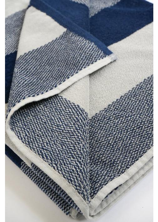 MELANGE STRIPED VELOUR BATH SHEET 1 Navy SHEET STREET