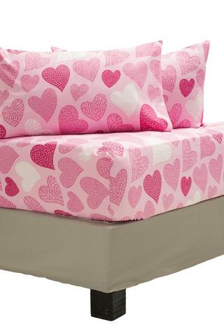 KIDS 3 PIECE HEARTS WINTER POLYESTER SHEET SET