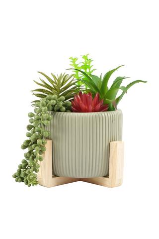 RIBBED POTTED FAUX PLANT