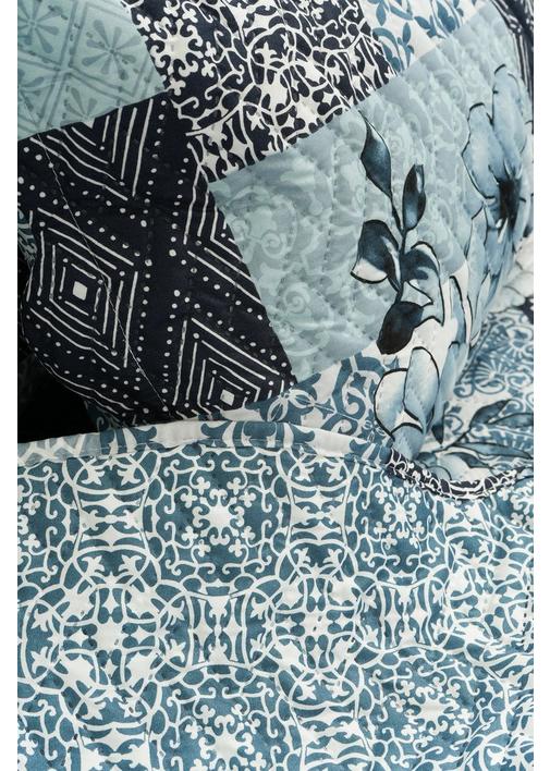 3 PIECE ELIE PATCHWORK POLYESTER QUILT SET - D - Bluebelle