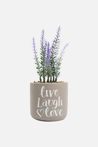 POTTED FAUX LAVENDER LOVE SCRIPT