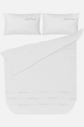 EMBROIDERED SCRIPT POLYESTER DUVET COVER