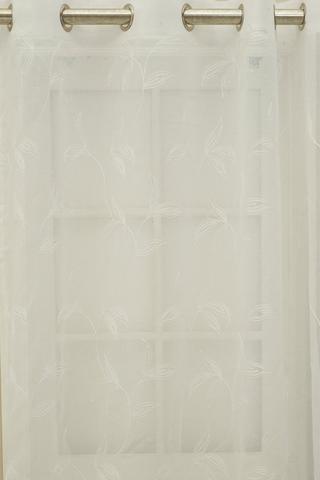 EMBROIDERED LEAF SHEER EYELET CURTAIN 140X225CM