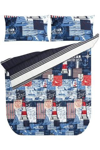 6 PIECE NAUTICAL PATCHWORK POLYESTER COMFORTER SET